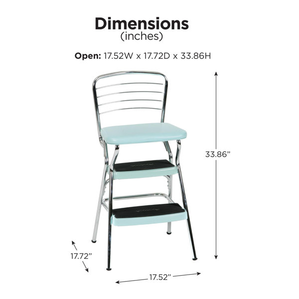 Tylaire Retro Chair + Step Stool with flip-up seat (white, one outlet pack)